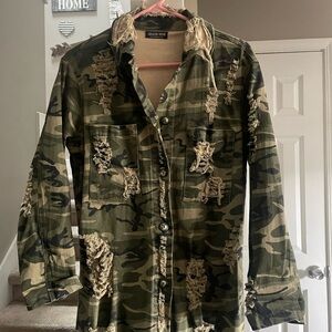 Distressed camo jacket